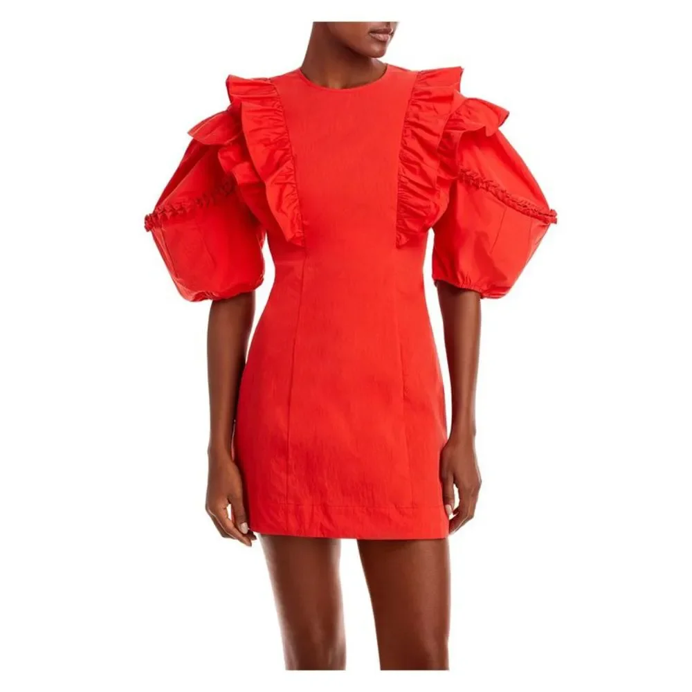 RHODE Red Ruffle Mini Dress - Picture 1 of 3